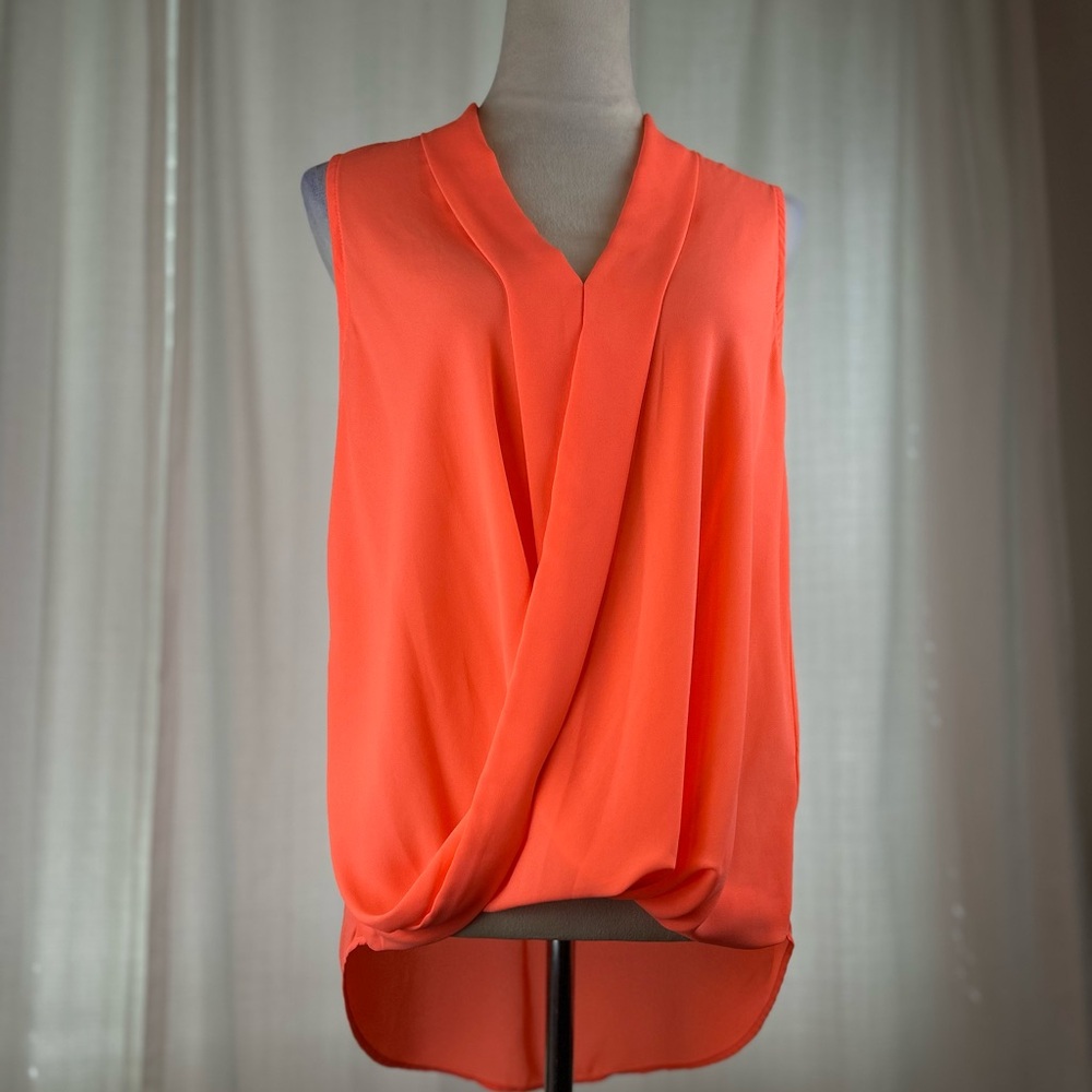 Lush Boldβ Neon Orange Sleeveless Blouse